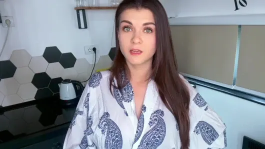 Milky Stepmother’s Boner was Licked by Her Stepson on the Kitchen
