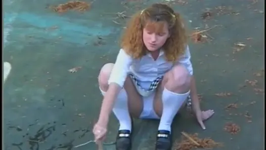 Naughty redhead babysitter gets fucked from behind while sucking a black cock
