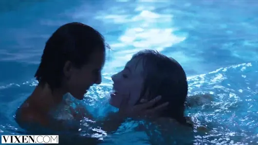 VIXEN – Janice Griffith and ivy wolfe sneak into backyard for nighttime pool fun